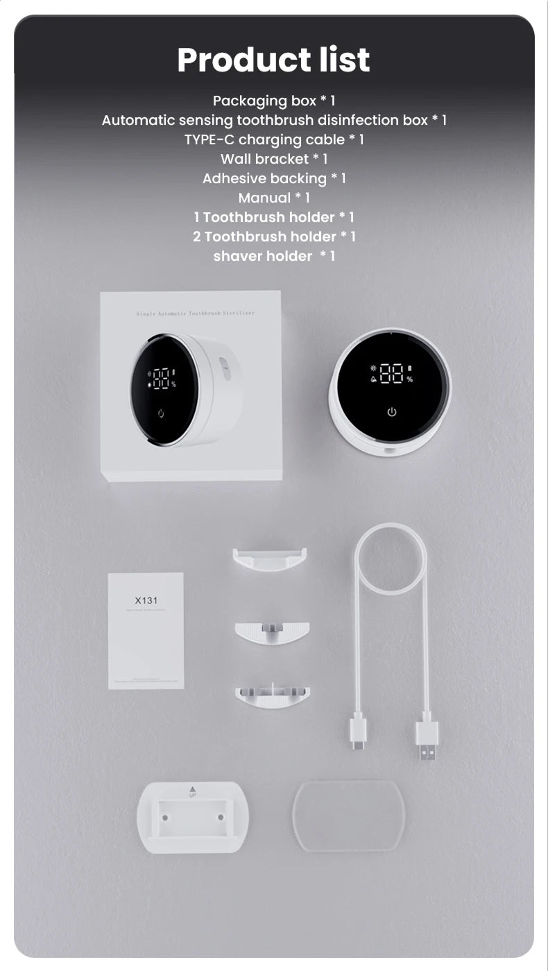 New Design Multi-Purpose Teeth Whitening Accessories UVC UVA UV Toothbrush Sterilizer Holder for Bathroom