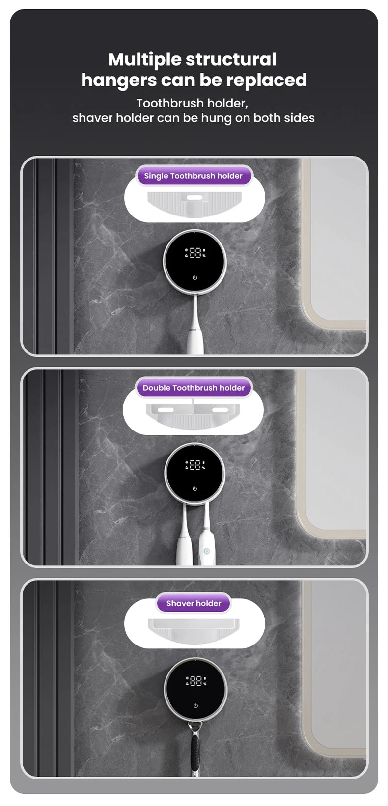 New Design Multi-Purpose Teeth Whitening Accessories UVC UVA UV Toothbrush Sterilizer Holder for Bathroom